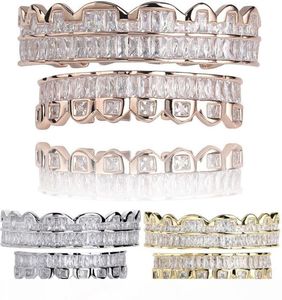 Nouvelle baguette Set Teethz Grillz Top Bottom Rose Gold Silver Color Grills Dental Mouth Hop Hop Fashion Jewelry Jewelry3445932