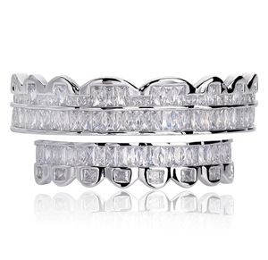 Nouvelle baguette Set Teethz Grillz Top Bottom Silver Color Grills Dental Mouth Hip Hop Fashion Jewelry Jielry 5631552