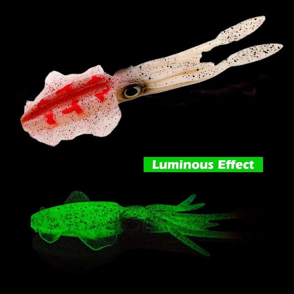 Nouveaux appâts leurres 3D yeux calmar leurre pêche leurre souple 1pc 20g 150mm Simulation poulpe Fluorescent calmar gabarits pour pêche leurre appât Pesca