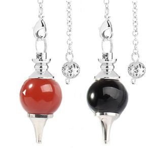 Nieuwe balans Reiki Natuursteen Crystal Red Agates Dowsing Pendulum Circulaire Cone Charm Hanger voor Mannen Damesmode Divinatie