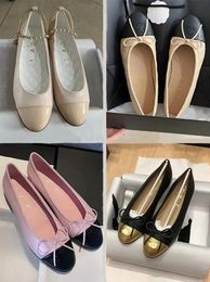 nouvelles chaussures ballerines Paris chaussures de créateurs de luxe noir rose chaussures de marque 2C Channel pour femmes chaussures de ballet en cuir matelassé bout rond chaussure habillée en cuir formelle pour femmes