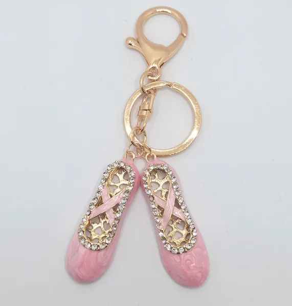 Nouveau ballet chaussures porte-clés américain diamant bottes métal porte-clés pendentif mignon créatif petit cadeau