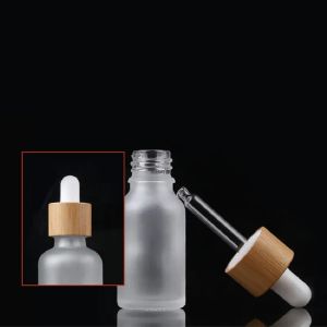 Nouveau bouchon en bambou flacon compte-gouttes en verre dépoli flacons de pipette de réactif liquide compte-gouttes aromathérapie huiles essentielles flacons de parfums