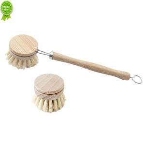 Nouvelle brosse à vaisselle en bambou avec manche en bois épurateur de vaisselle à manche long pour plats casseroles