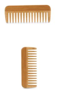 Nouveau peigne à dents larges de bambou Déchets anti-statique brosse naturel bouclés ondulés ondulés cheveux secs pour les femmes et la main pour hommes polie KD