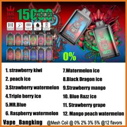 New Bang Box King King Disposable E Cigarette Vape Juice 15000 Puff 15K Bang 25ml Pod préfabillé 650mAh Dispositifs de vaporisateur de bobine de bobine de bobine de batterie de batterie 1250mAH