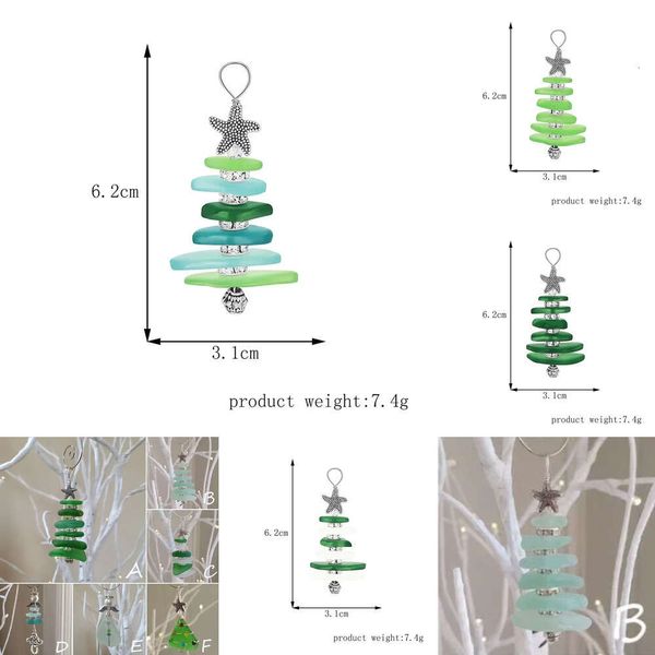 Nouvelles bannières banderoles confettis 1 pièce ornement d'arbre de noël océan décorations d'arbre de noël suspendus décor en verre de cristal artisanat mer plage verre art suspendu décor