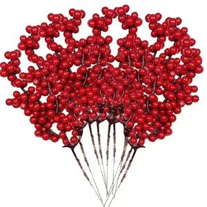 Nouvelles bannières banderoles confettis 5/10 pièces fleurs artificielles décoration pour arbre de noël bricolage couronne artisanat tiges de baies rouges pour noël mariage nouvel an décor à la maison