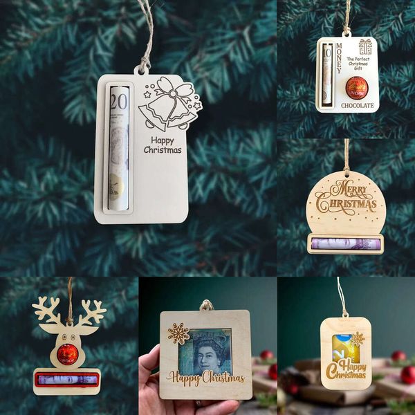 Nuevos carteles Serpentinas Confeti Decoraciones para árboles de Navidad Titular de dinero de Navidad Regalo en efectivo Titular de dinero Tarjetas de regalo Feliz Año Nuevo Navidad 2024 Decoración del hogar DIY