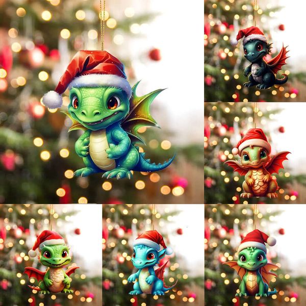 Nuevas pancartas Serpentinas Confeti Navidad Acrílico Dragón Bebé Huevo Adorno Colgante de Navidad Árbol de Navidad Adorno colgante Decoraciones navideñas Regalo DIY 2024