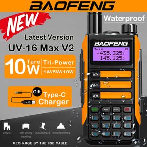 Nouveau Baofeng UV-16 Max Walkie Talkie Military UV 16 Plus 10W puissant imperméable VHF UHF Dual Band Band Radios USB-C Charger