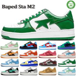 Nieuwe bapestas bape designer casual schoenen platform sneakers bapesta sk8 sta patent leer groen zwart wit plaat-formaat voor mannen dames trainers joggen