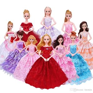 Nieuwe Barbie Pop Princess Assepoester Jurk + 6x Accessoires Kroon Ketting Schoenen Dansen Party Kleding Kid Speelgoed