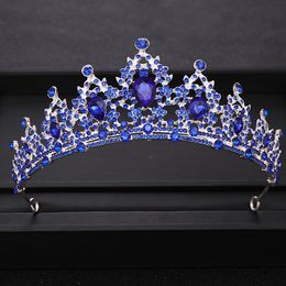 Nouveau Baroque bleu cristal mariage couronne diadème de mariée casque bal reine diadème tête bijoux mariage cheveux accessoires