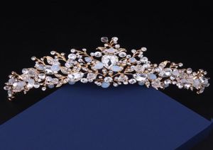 Nieuwe barokke koningin kleurrijke bruids kroon hoogwaardige kristal bruiloft prom feest tiara haaraccessoires fair maiden headpieces6099096