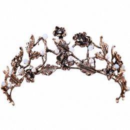 Nouveau baroque vintage de mariage aciés de cheveux Brze Rhineste Perle Tiaras and Crowns Bridal Women Jewelry Pageant Party S7LO #