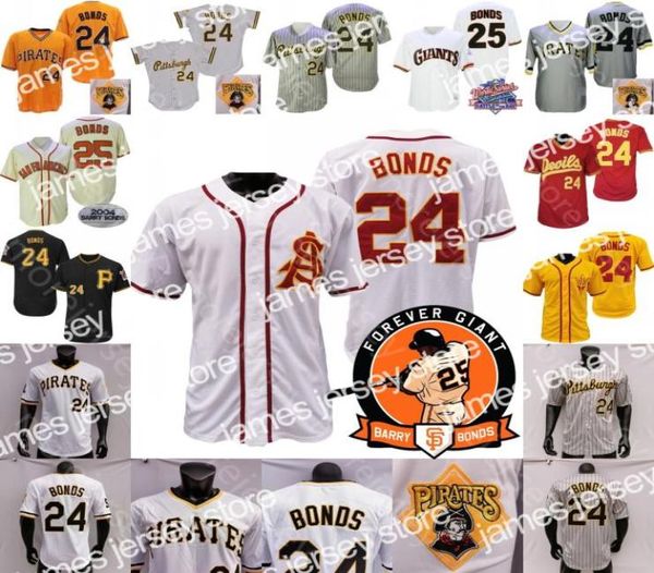 New Barry Bonds Jersey Person Patch 1989 blanc 2004 crème asu collège jaune rouge noir gris sf rétro i le joueur finstripe blanc pull1931604