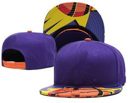 Nouveau Baskebtall Snapback Chapeaux Team Sun Purple Couleur Cap Snapbacks Réglable Mix Match Order Toutes les casquettes Top Quality Hat