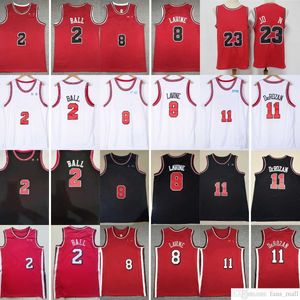 Nouveau basket-ball 8 Zach 11 Demar Lavine Derozan maillots Ed Lonzo 2 maillot ville rouge blanc noir chemises