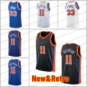 Nieuwe basketbaltrui Jalen Brunso 11 Blue White 33 Patrick Ewing 91-92 Retro Mens Jerseys