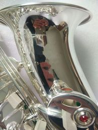 Nieuwe bassaxofoon Mark VI Altsaxofoon Verzilverd E Platte Merk Professionele Muziekinstrument Sax Met Case Messing Riet. mondstuk Gratis verzending