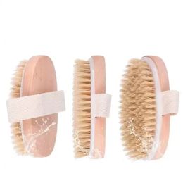 Nouvelle brosse de bain peau sèche corps doux poils naturels SPA les brosses en bois bain douche SPA brosses sans poignée