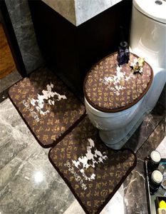 Nieuw badkleed 3 -stks badkamer mat set anti slip tapijtbadmat klassiek patroon Antideslizante luxe9373011