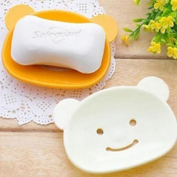 Nuevos accesorios de baño moda coreana caramelo oso de dibujos animados jabonera caja de jabón de plástico soporte de jabón envío gratis LX1892
