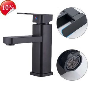 New Bathroom Faucets Hot And Cold Mixer Tap Deck Mounted Bathroom Basin Faucets Black Square Washbasin Sink Bathtub Faucet