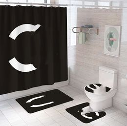 Nieuwe Badkamer Polyester Waterdicht Douchegordijn Set Afdrukken Douchegordijn Badkamer Brief Antislipmat Badkamermat Antislip