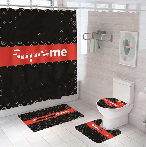 Ensemble de rideaux de douche imperméables, ensemble de salle de bain, couvercle de toilette, tapis antidérapant, piédestal, vente en gros, nouvelle collection