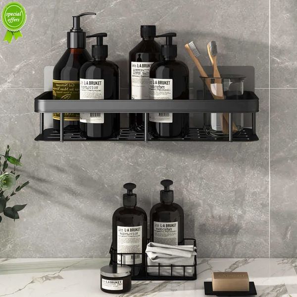 Nuevo estante de baño Organizador de almacenamiento de maquillaje Aleación de aluminio Estante de champú Estante de ducha Accesorios de baño Sin taladro Estante de pared al por mayor