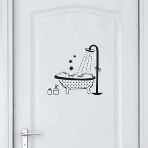New Bathroom Wall Sticker Toilet Decor Living Room Cabinet Home Decoration Decals Beautify Self Adhesive Mural WC Sign Doorway