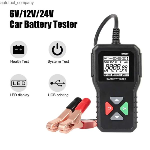 Nouveau système de détection de batterie de voiture, outil de détection de batterie de voiture 100-2000 CCA 6V 12V 24V, testeur de batterie de voiture, analyseur de batterie automatique BM550 noir