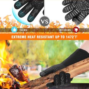 Nouveaux gants de gril barbecue résistants à la chaleur Nouveau matériau en silicone non glipage Cuisine de cuisson barbecue Gants four lavables