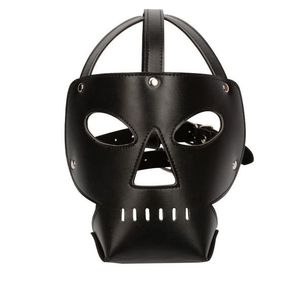 BDSM Bondage Mask con boca hueca Gag SM Capucha totalmente cerrada Sexy Slave Head Parejas Producto sexual