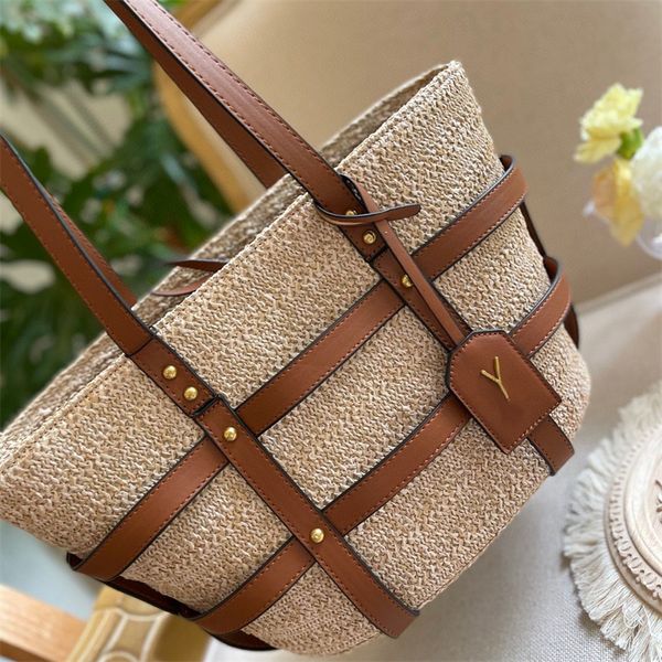 Nouveau sac de plage rotin décontracté bacs de grande capacité Designer Wicker Woven Woven Handbags Summer Beach Bali Sacs de paille Lady Travel Big Basket Purse Sacs 2024