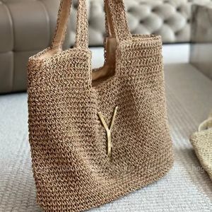 Bolso de playa de hombro, bolso informal de paja, moda 2024, nuevo diseñador, bolsos de compras tejidos de verano, bolsos de alta calidad