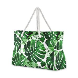 Nouveau sac fourre-tout de plage mode femmes été grande capacité palmier Tropical Monstera feuilles sac à bandoulière haut sac à main sacs à provisions