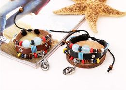 Livraison gratuite nouveau bracelet en cuir perlé FB434 commande de mélange 20 pièces par lot Bracelets à pression