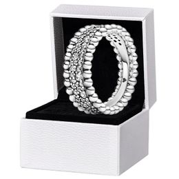 NIEUWE Beaded Pave Band RING Authentieke 925 Sterling Zilveren Vrouwen Mens Wedding designer Sieraden Voor pandora CZ diamanten Ringen met Originele Box set