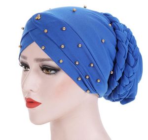 Nieuwe Kralen Dames Fluwelen Vlecht Hoeden Islamitische Gebed Turban Hoeden Womens Moslim Inclusief Cap Moslims Hoed Islamitische Kleding GB956