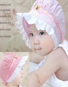 NIEUWE Beanie Hat Cap Infant Baby Girl Flower Polka Stripe Lace Summer Sun Hats Kids Hair Accessory Princess Cotton Sunhats Visor8972629