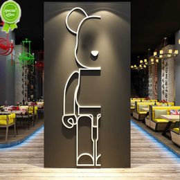 Nieuwe Bearbrick Muursticker Acryl Beer Baksteen Spiegel Muur Sticker Cartoon Blok Beer Slaapkamer Woonkamer Home Decor