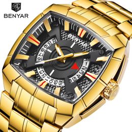 Nieuwe BENYAR Heren Horloges Militaire Sport Horloge Mannen Business Roestvrij Stalen Strip 30M Waterdichte Quartz Horloges Relogio Mascul291r