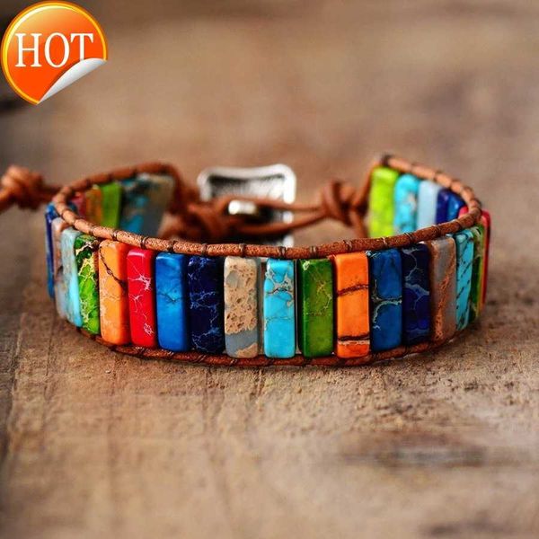 Nouveau Bracelet rectangulaire en pierre impériale de couleur le plus vendu, tissé à la main,