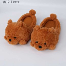 Nieuw Bevergreen Little 2023 Bear Design Women Slippers Home Fur Warm Ladies Plush schoenen One Size Fluffy Girls Fun Sliders B82E