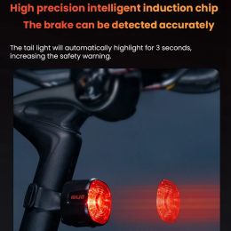 Nouveau feu arrière de frein intelligent à vélo de vélo MTB Vélo de route Auto Brake Light SB RECHARGable IPX6 imperméable LED AVERTISSEMENT lampe arrière