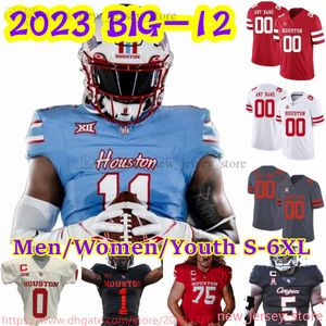 Nieuwe BIG-12 Custom XS-6XL voetbal NCAA Houston Cougars Jersey 52 Almarion Crim Nathaniel Dell Jr. Holman Edwards Clayton Tune Willie Smith Wilson Whitley Wear-truien