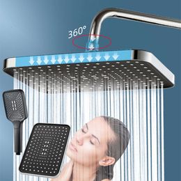 Nuevo cabezal de ducha ajustable de 4 modos grande, mezclador de ahorro de agua de alta presión con autolimpieza, accesorios de baño con cambio de corte de una tecla